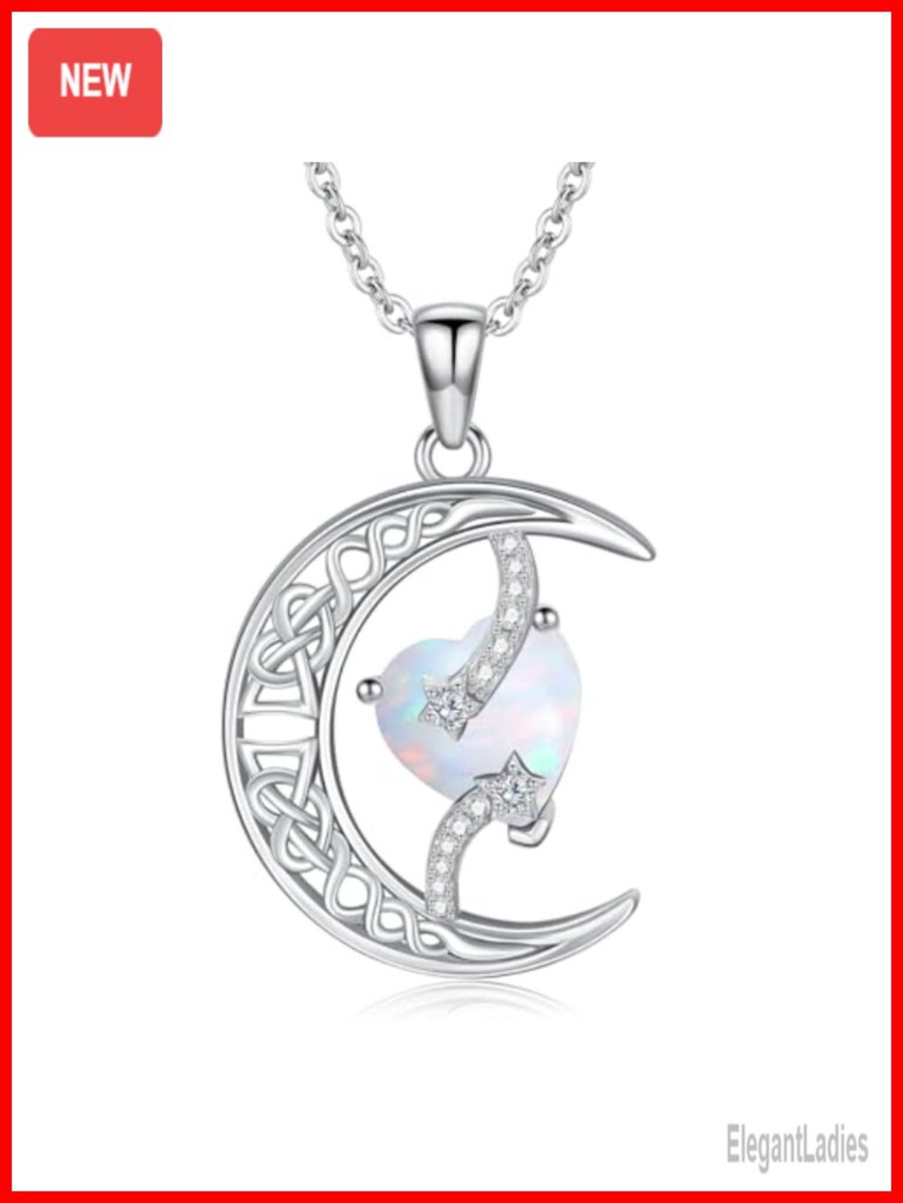 Sterling Silver Moon Birthstone Pendant Necklace